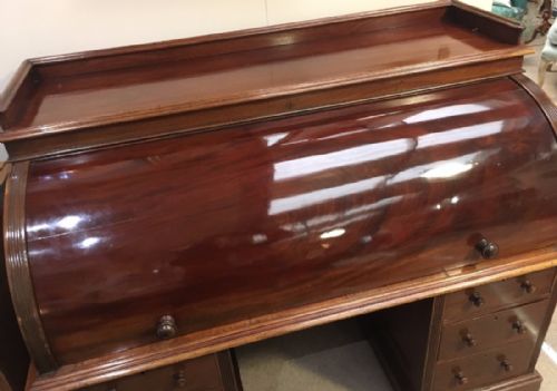 fig 3. Antique Victorian Mahogany Cylinder Roll Top Desk