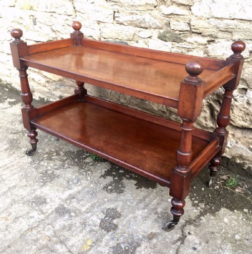 Antique Victorian Mahogany Two Tier Buffet on Castors