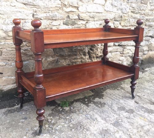 fig 1. Antique Victorian Mahogany Two Tier Buffet on Castors