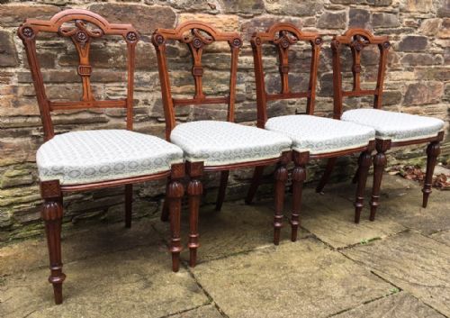 Set of 4 Victorian Aesthetic Movement Mahogany Dining Chairs