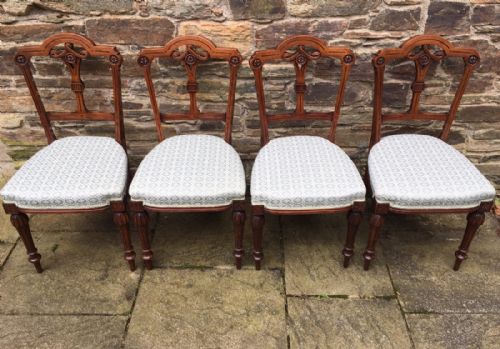 fig 1. Set of 4 Victorian Aesthetic Movement Mahogany Dining Chairs