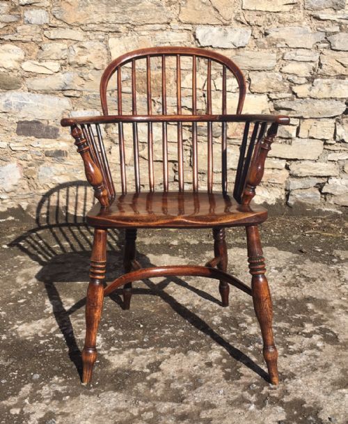 fig 1. Antique 19th Century Elm Stick-Back Windsor Chair