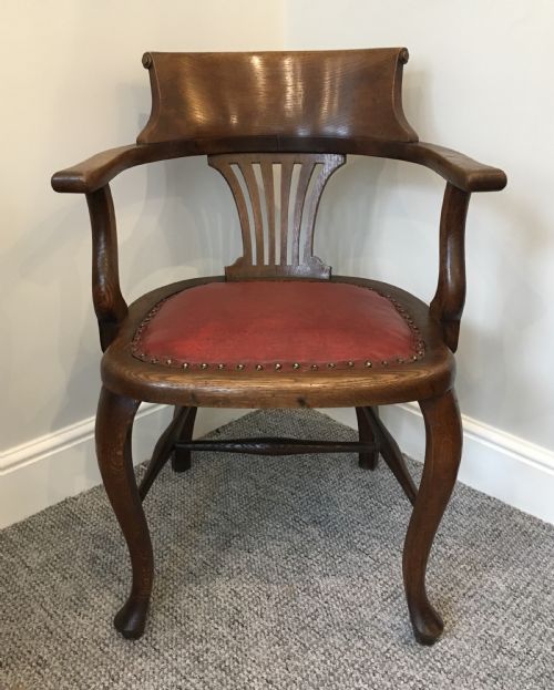 fig 1. Antique Edwardian Oak Captains Desk Chair
