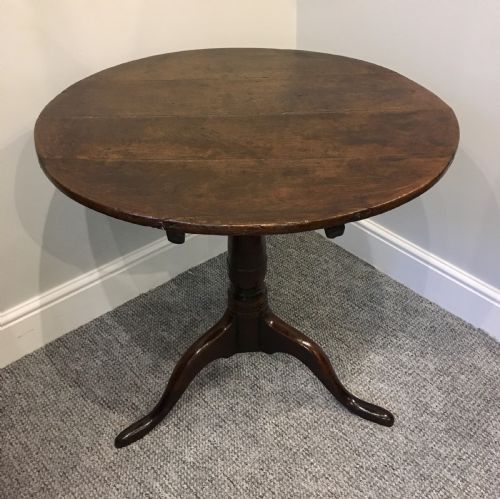 Antique Georgian Oak Tilt Top Occasional Table on Tripod Base