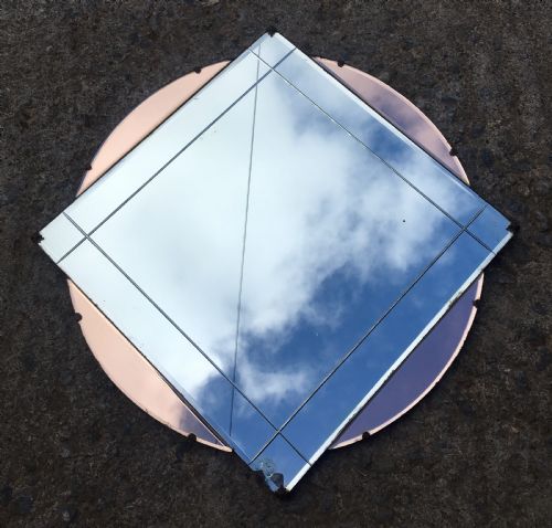Antique Art Deco Wall Mirror with Peach Glass