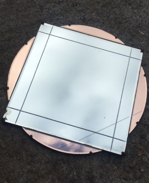 fig 1. Antique Art Deco Wall Mirror with Peach Glass