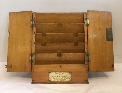 Antique Edwardian Oak Desktop Stationery Cabinet