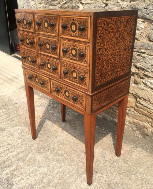 fig 2. Antique Continental Marquetry Cabinet on Stand