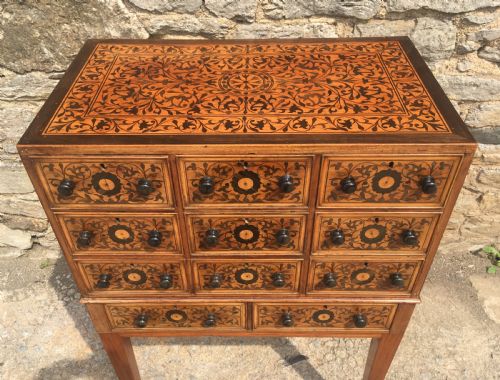 fig 3. Antique Continental Marquetry Cabinet on Stand