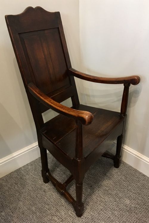 fig 1. Antique Oak Panel Back Armchair