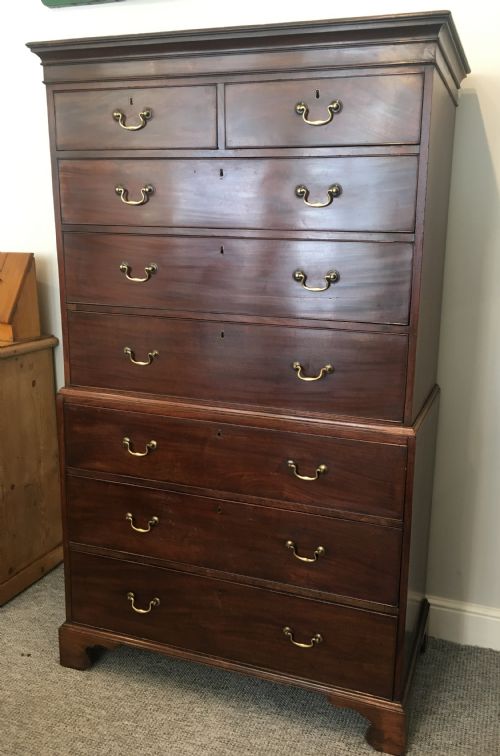 fig 1. Antique Georgian Mahogany Tallboy Chest on Chest