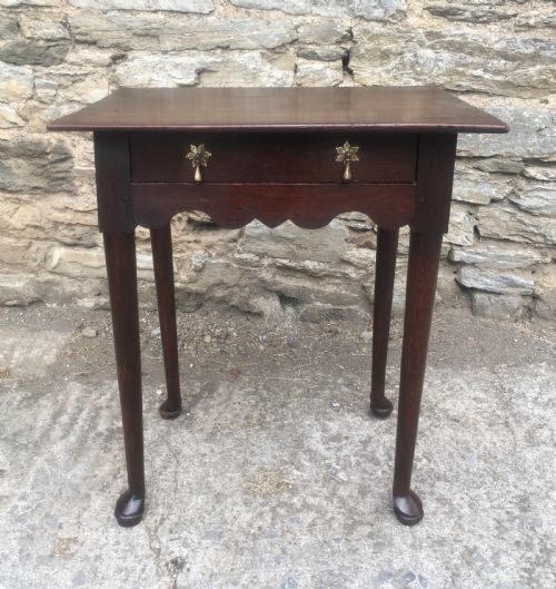 Small Early Georgian Oak Pad Foot Side Table