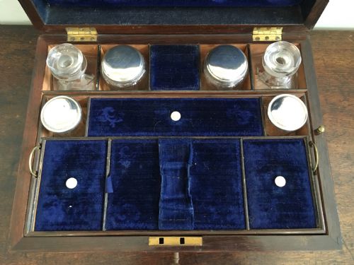 fig 3. Victorian Rosewood Vanity Box with Silver Plated Bottles and Jewellery Drawer