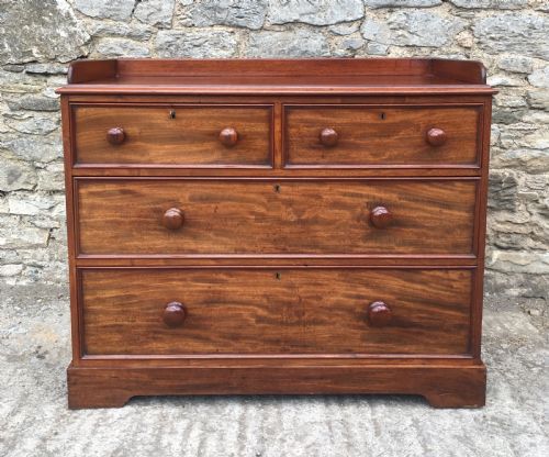 Antique Victorian Mahogany Chest of Drawers with Gallery