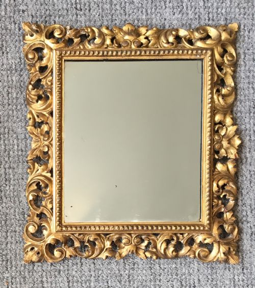 Small Antique 19th Century Carved Gilded Florentine Mirror