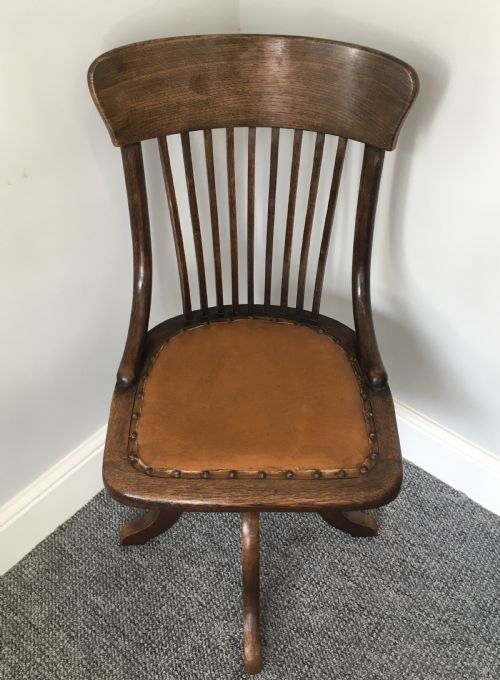 fig 2. Antique Edwardian Oak Swivel Office Desk Chair