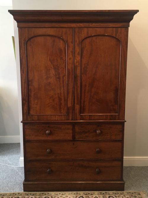 Antique Victorian Mahogany Linen Press Cupboard