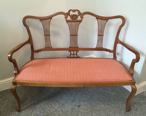 Edwardian Mahogany Two Seat Salon Setee