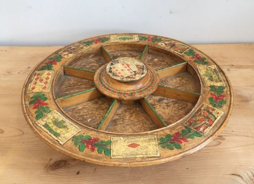 Antique Regency Pope Joan Card Game Wheel