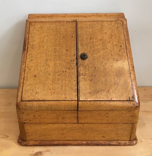 fig 1. Antique Edwardian Oak Desktop Stationery Cabinet
