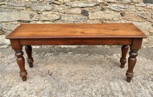 Antique Victorian Walnut Window Seat Hall Bench