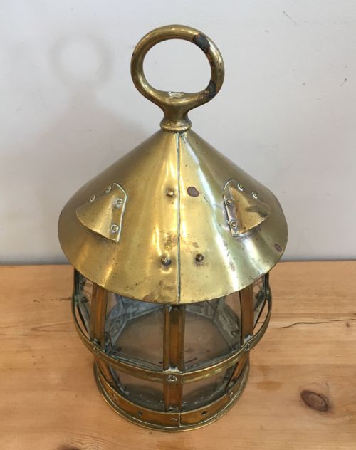 Antique Arts and Crafts Brass Porch Lantern