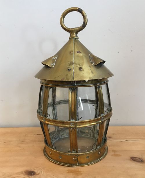 fig 1. Antique Arts and Crafts Brass Porch Lantern
