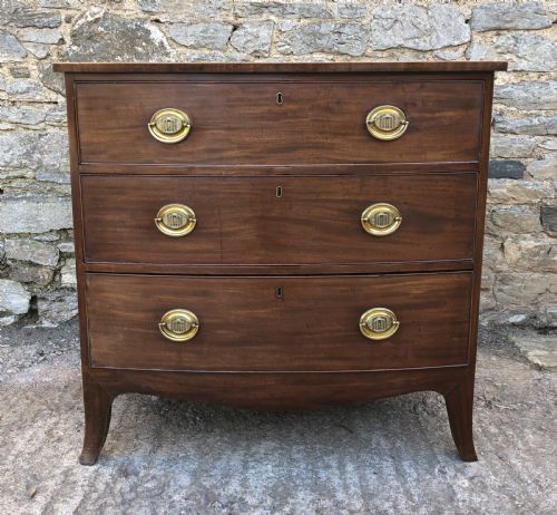 Small Antique Georgian Regency Bow Front Chest of Drawers