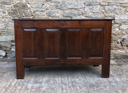 fig 1. Large Antique 18th Century Oak Panelled Coffer