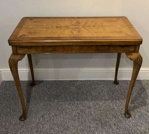 Edwardian Queen Anne Style Burr Walnut Card Table
