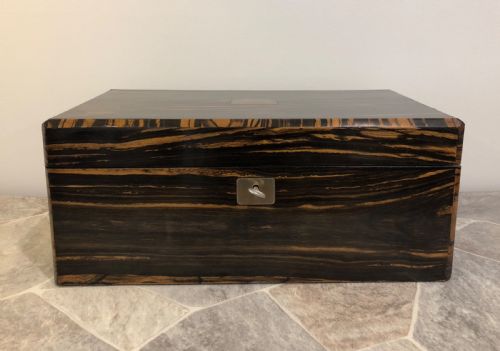 fig 1. Superb Antique Victorian Coromandel Writing Slope with Secret Drawers