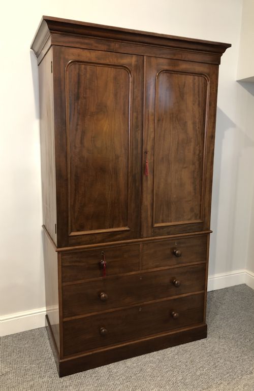 Antique Victorian Mahogany Linen Press Cupboard