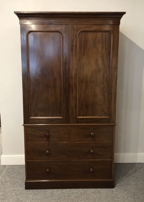 fig 1. Antique Victorian Mahogany Linen Press Cupboard