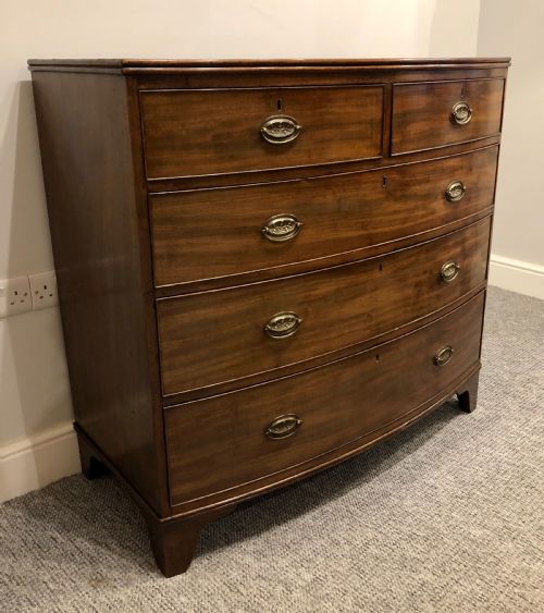 fig 2. Antique Georgian Mahogany Bow Front Chest of Drawers