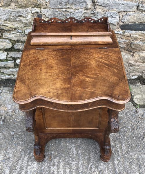 fig 1. Antique Victorian Burr Walnut Davenport