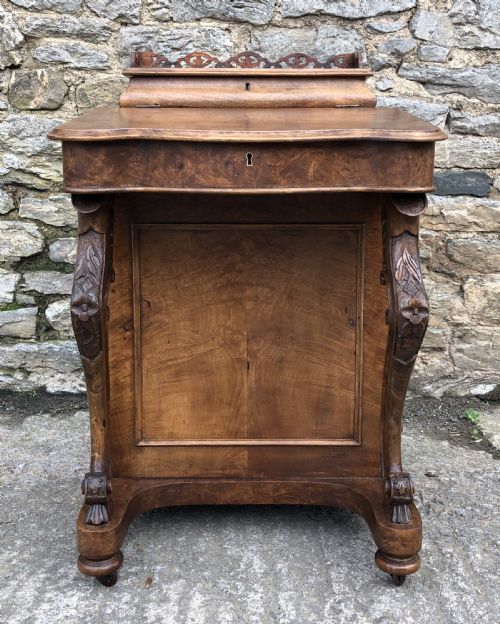 fig 2. Antique Victorian Burr Walnut Davenport