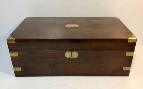 fig 1. Antique Victorian Brass Bound Writing Slope with Secret Drawers
