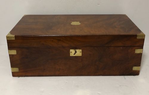 fig 1. Antique Victorian Walnut Brass Bound Writing Slope with Secret Drawers