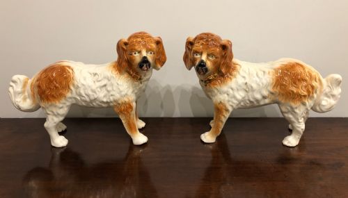 Pair of Antique Standing Staffordshire Dogs