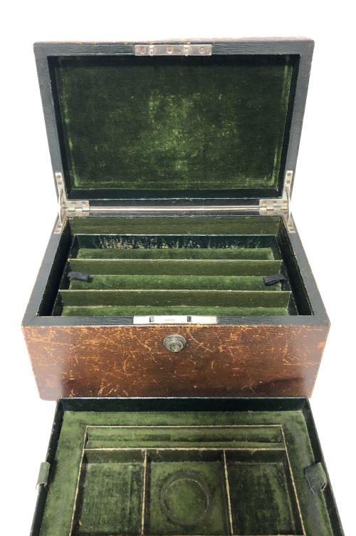 fig 1. Antique Victorian Leather Fitted Jewellery Box