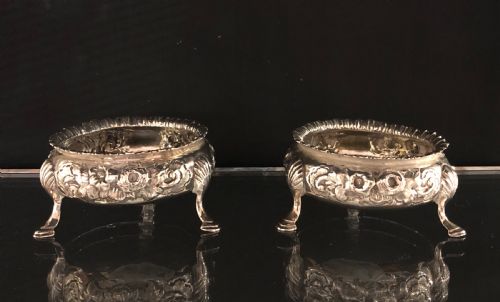 Pair of Antique Victorian Solid Silver Salt Cellars