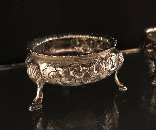 fig 1. Pair of Antique Victorian Solid Silver Salt Cellars