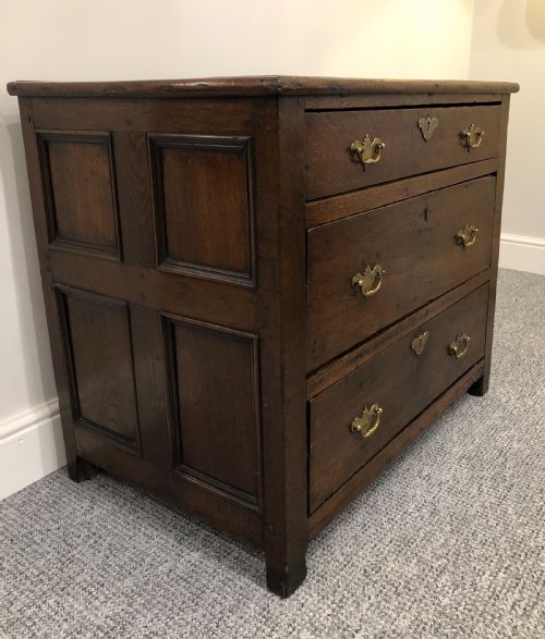 fig 1. Small Antique 17th Century Oak Chest of Drawers