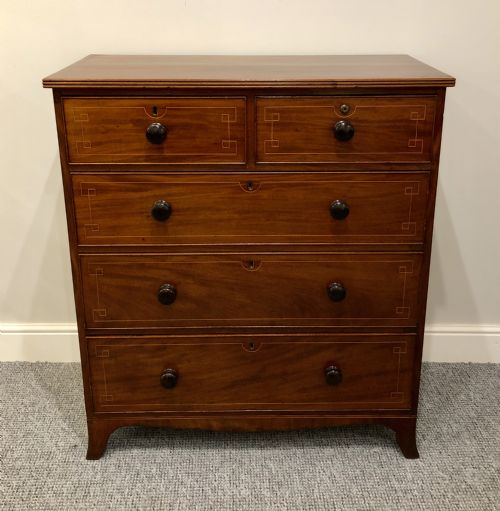 fig 1. Antique Regency Mahogany Inlaid Chest of Drawers