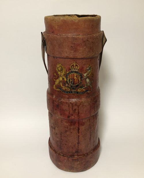 Antique Leather Military Armorial Shell Case Carrier