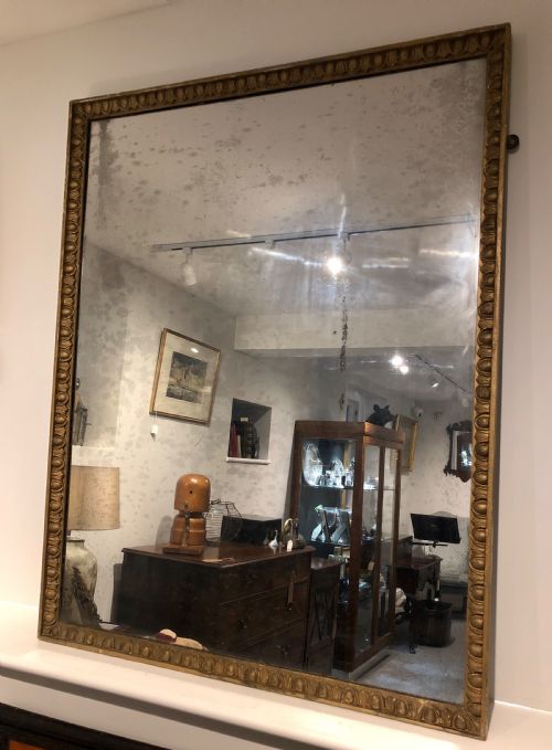 Large Antique Regency Gilded Wall Mirror with Original Glass