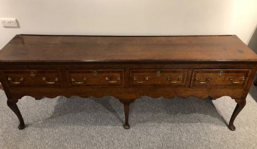 fig 1. Large Antique Georgian Four Drawer Oak Dresser Base