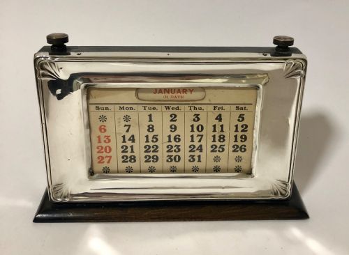 Antique Art Deco Sterling Silver Perpetual Desk Calendar 1929