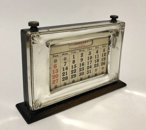 fig 1. Antique Art Deco Sterling Silver Perpetual Desk Calendar 1929