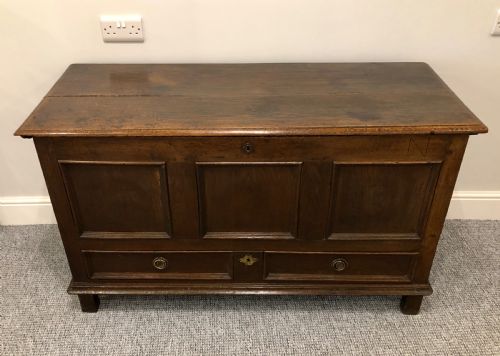 fig 1. Antique 18th Century Oak Mule Chest